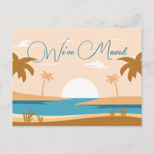 Colourful Tropical Elegant Modern New Address Postcard