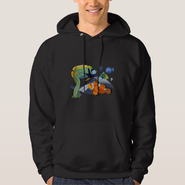 Colourful Tropical Fish Aquarium Watercolor Illust Hoodie (Front)