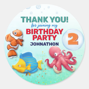 Colourful Tropical Fish Kids Birthday Classic Round Sticker