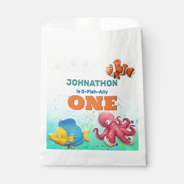Colourful Tropical Fish Kids Birthday Favour Bags (Front)