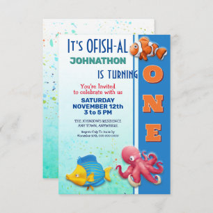 Colourful Tropical Fish Kids Birthday Invitation