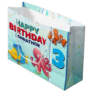 Colourful Tropical Fish Kids Birthday Large Gift Bag