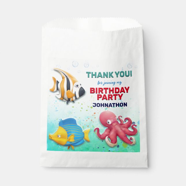 Colourful Tropical Fish Kids Birthday Party Favour Bags (Front)
