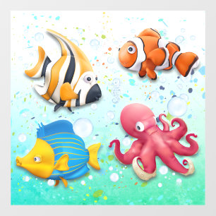 Colourful Tropical Fish Kids Window Cling