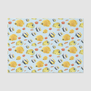 Colourful Tropical Fish Marine Life Blue   Tissue Paper