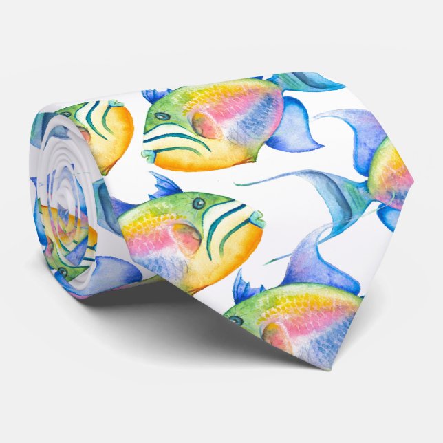 Colourful Tropical Fish Neck Tie (Rolled)