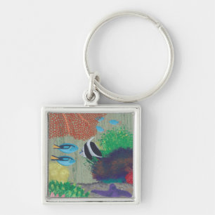 Colourful Tropical fish painting Keychains