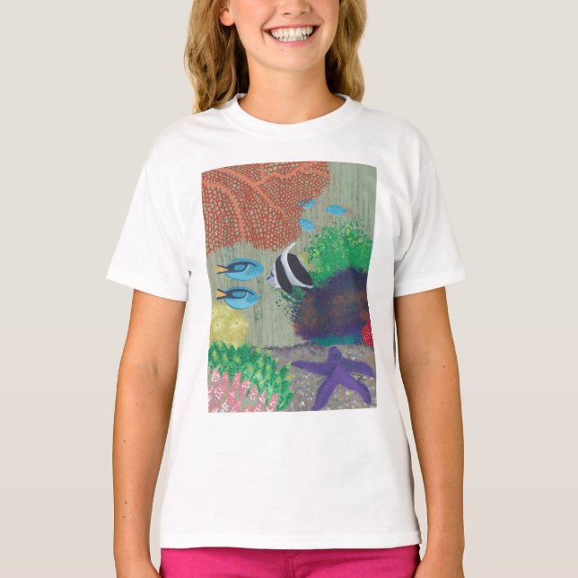 Colourful Tropical fish painting Tees (Front)