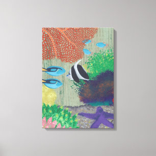 Colourful Tropical Fish Painting Wrapped Canvas