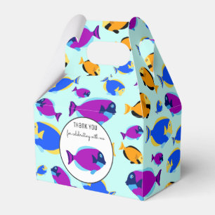 Colourful Tropical Fish Pattern in Blue Sea Favour Box