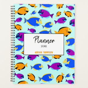 Colourful Tropical Fish Pattern in Blue Sea Planner