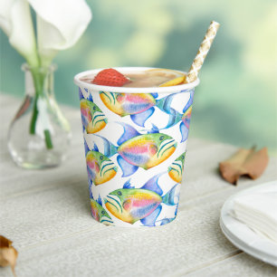 Colourful Tropical Fish Pattern Paper Cups