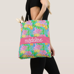 Colourful Tropical Fish Pattern Personalised Tote Bag