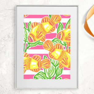 Colourful Tropical Fish Pattern Poster