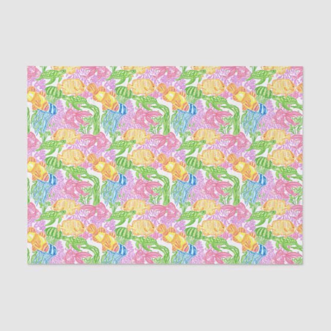Colourful Tropical Fish Pattern Tissue Paper (Front)