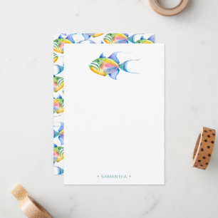 Colourful Tropical Fish Personalised Stationery No Card