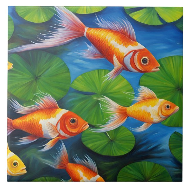 Colourful Tropical Fish Swimming in the Pond  Tile (Front)