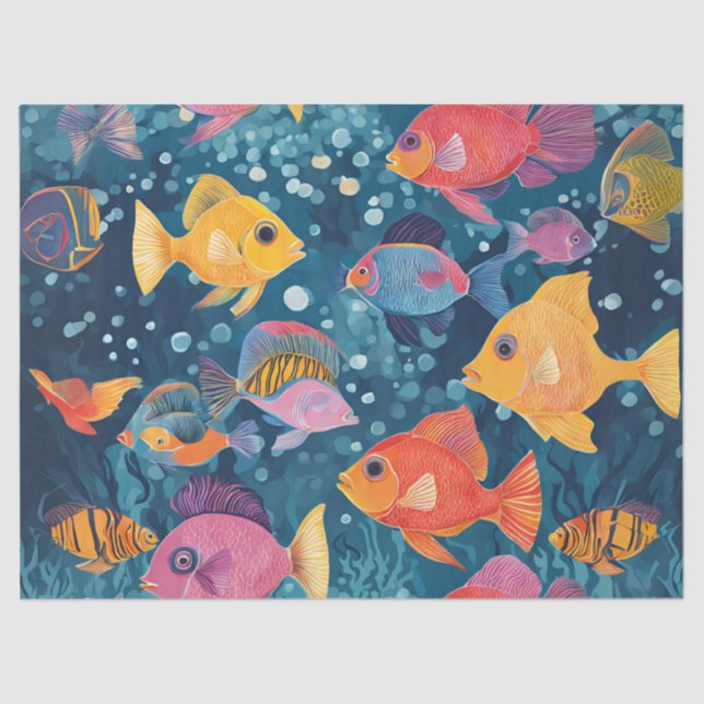 Colourful Tropical Fish Tissue Paper (Front)