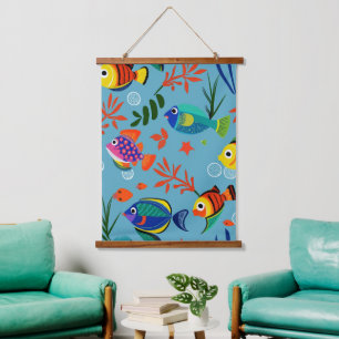 Colourful Tropical Fish Underwater Pattern Hanging Tapestry