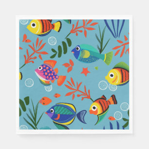 Colourful Tropical Fish Underwater Pattern Napkin