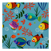 Colourful Tropical Fish Underwater Pattern