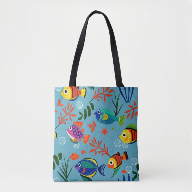 Colourful Tropical Fish Underwater Pattern Tote Bag (Front)