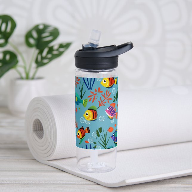 Colourful Tropical Fish Underwater Pattern Water Bottle (Yoga)
