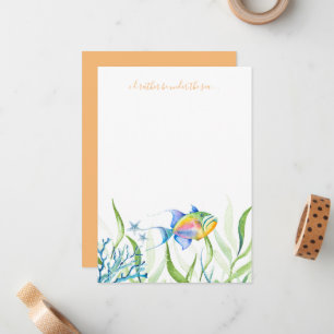 Colourful Tropical Fish Watercolor Note Card