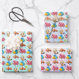 Colourful Tropical Fish Wrapping Paper Sheet