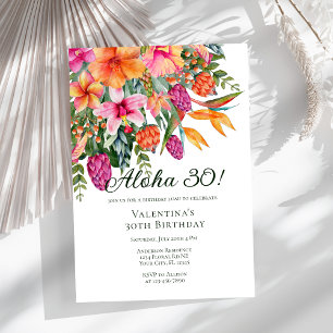 Colourful Tropical Floral Aloha Luau Birthday Part Invitation