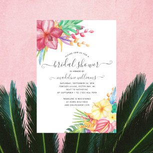 Colourful Tropical Floral Beach Bridal Shower Invi Invitation
