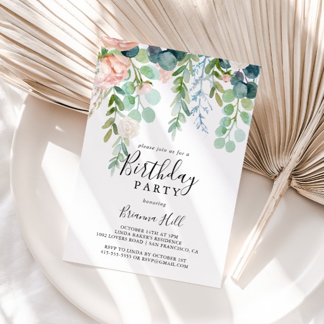 Colourful Tropical Floral Birthday Party Invitation (Creator Uploaded)
