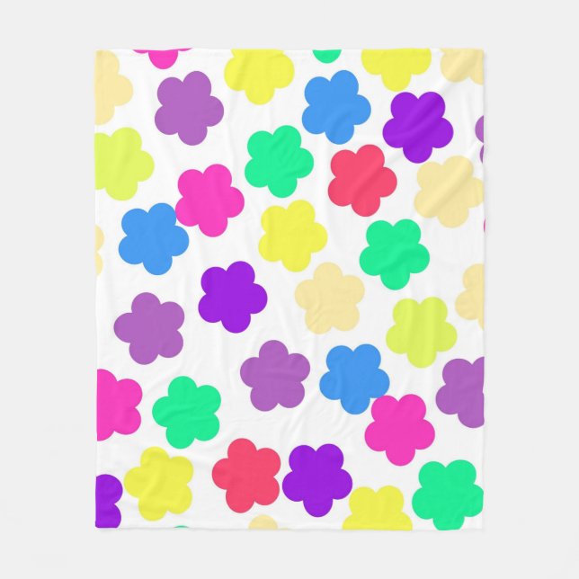 Colourful Tropical Floral Botanical Spring Summer Fleece Blanket (Front)