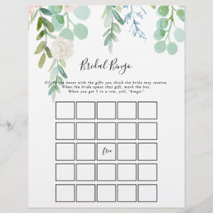 Colourful Tropical Floral Bridal Bingo Game