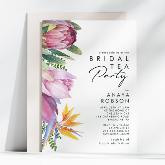 Colourful Tropical Floral | Bridal Tea Party Invitation (Creator Uploaded)