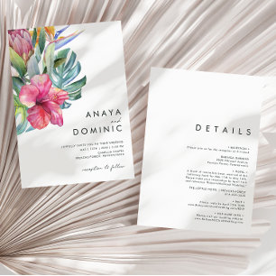 Colourful Tropical Floral Casual All In One Weddin Invitation