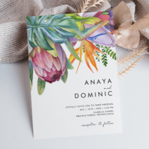 Colourful Tropical Floral Casual Wedding Invitation