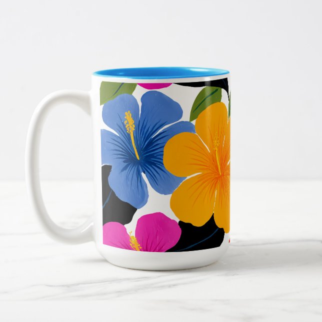 Colourful Tropical Floral Coffee Mug – Vibrant Flo (Left)
