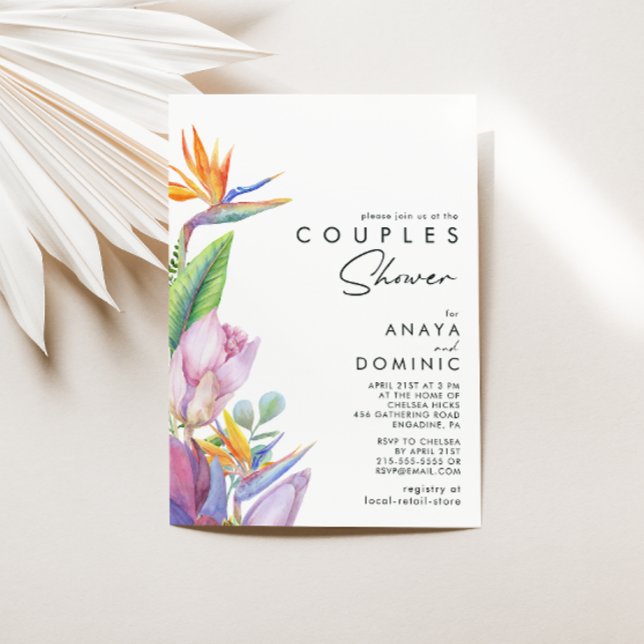 Colourful Tropical Floral | Couples Shower Invitation (Creator Uploaded)