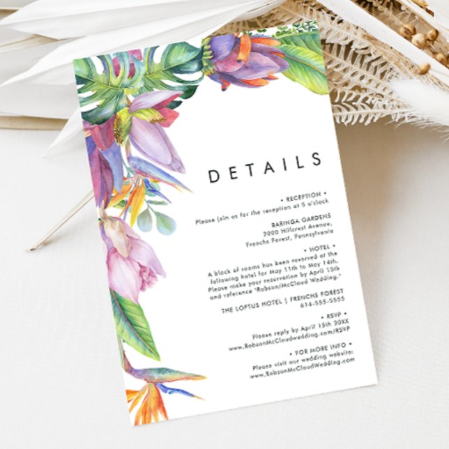 Colourful Tropical Floral | Details Enclosure Card (Creator Uploaded)