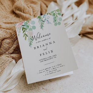 Colourful Tropical Floral Folded Wedding Programme