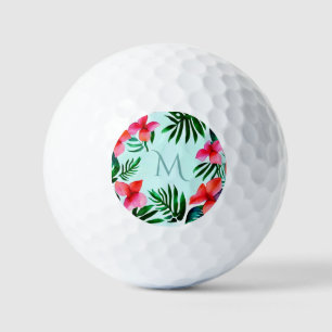 Colourful Tropical Floral Foliage Watercolor Custo Golf Balls