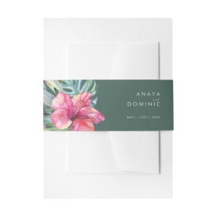 Colourful Tropical Floral   Green Invitation Belly Band