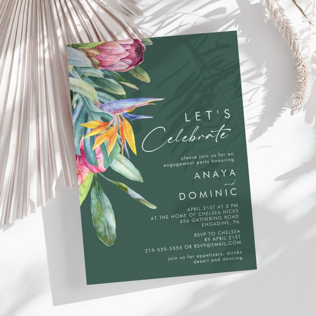 Colourful Tropical Floral | Green Let's Celebrate Invitation (Creator Uploaded)