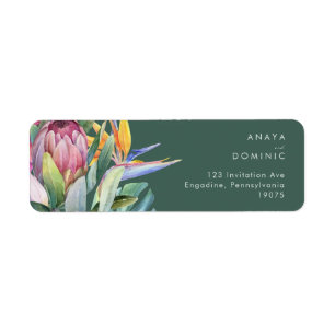 Colourful Tropical Floral Green Return Address