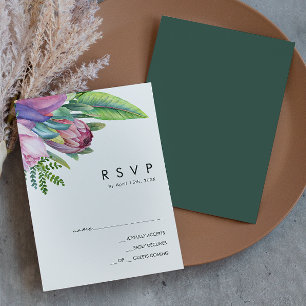 Colourful Tropical Floral Green RSVP Card