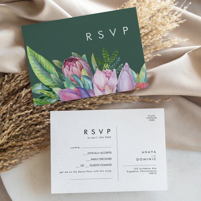 Colourful Tropical Floral | Green Song Request RSV Postcard (Creator Uploaded)
