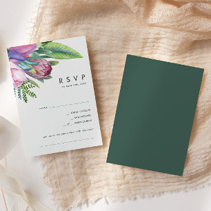 Colourful Tropical Floral   Green Song Request RSVP Card