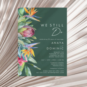 Colourful Tropical Floral Green We Still Do Renewa Invitation