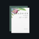 Colourful Tropical Floral Green Wedding Advice Car Card<br><div class="desc">This colourful tropical floral green wedding advice card is perfect for your modern boho destination green, purple, peach wedding. Design features an elegant bouquet of classic beach watercolor greenery and flowers, including sage green eucalyptus, mauve and red protea, blush pink hibiscus, orange and blue bird of paradise, and dark green...</div>